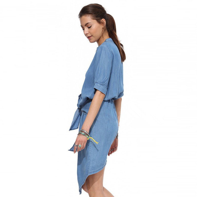 W25035 Casual Demin Long Sleeves Shirt Jeans Dress